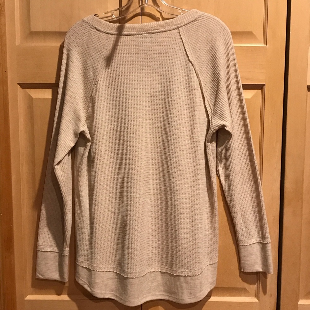 New Christopher & Banks Beige Waffle Knit Top - Picture 6 of 8